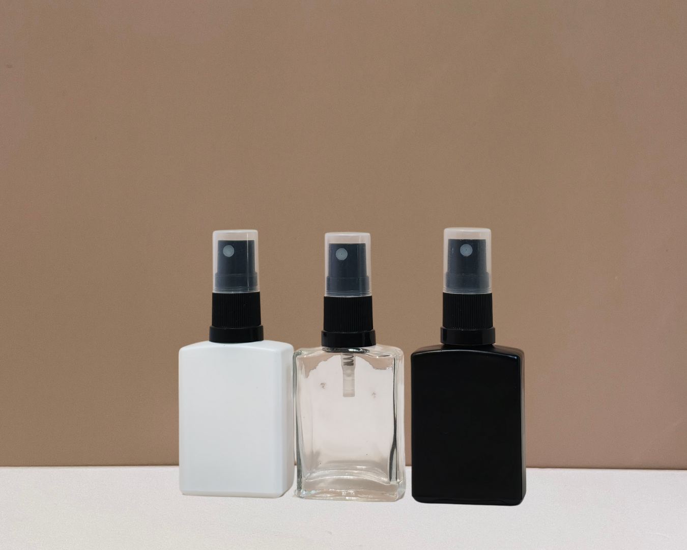 30ml Rectangle Glass Bottle with Black Mist Sprayer