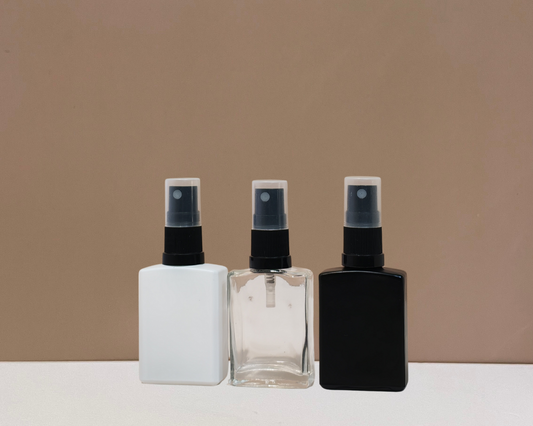 30ml Rectangle Glass Bottle with Black Mist Sprayer
