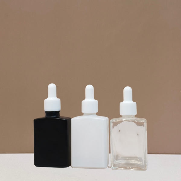 30ml Rectangle Glass Bottle with Plain White Dropper