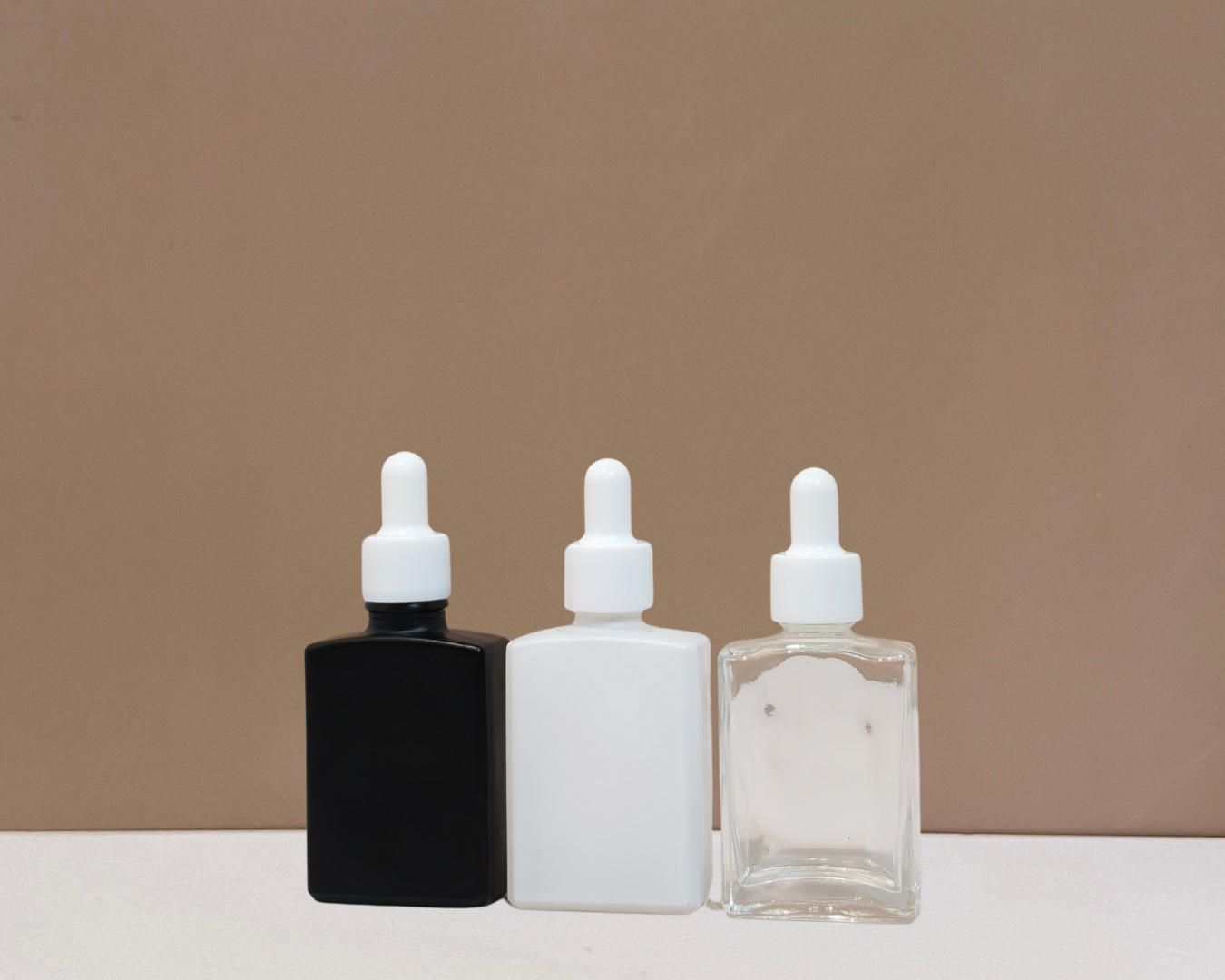 30ml Rectangle Glass Bottle with Plain White Dropper