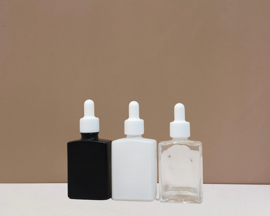 30ml Rectangle Glass Bottle with Plain White Dropper