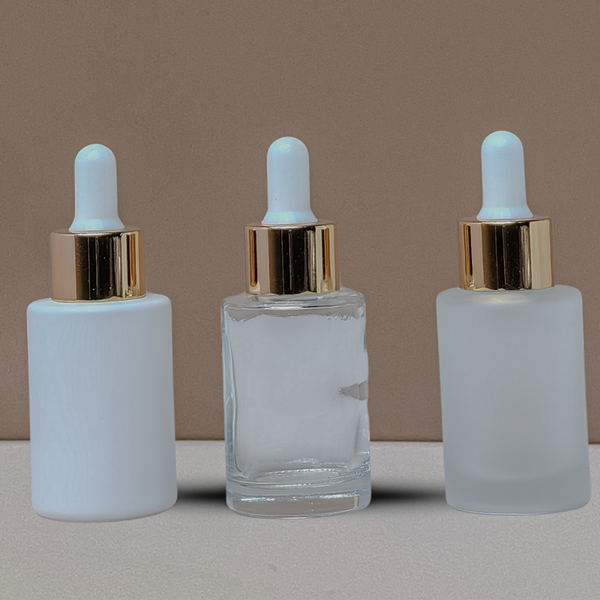 30Ml Glass Bottle With Gold White Dropper (Flat)