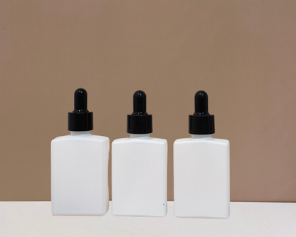 30ml Rectangle Glass Bottle with Black Smooth Dropper