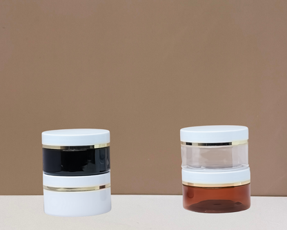 100g Plastic Jar With White Lid and Gold Strip