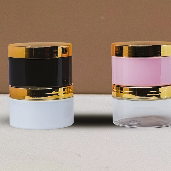 250g Wide Plastic Jar With Gold Electroplated Lid