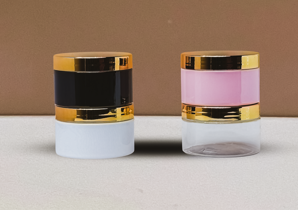 250g Wide Plastic Jar With Gold Electroplated Lid