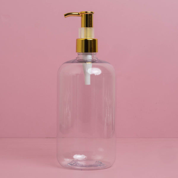 500Ml Short Pet Bottle With All Gold Lotion Pump