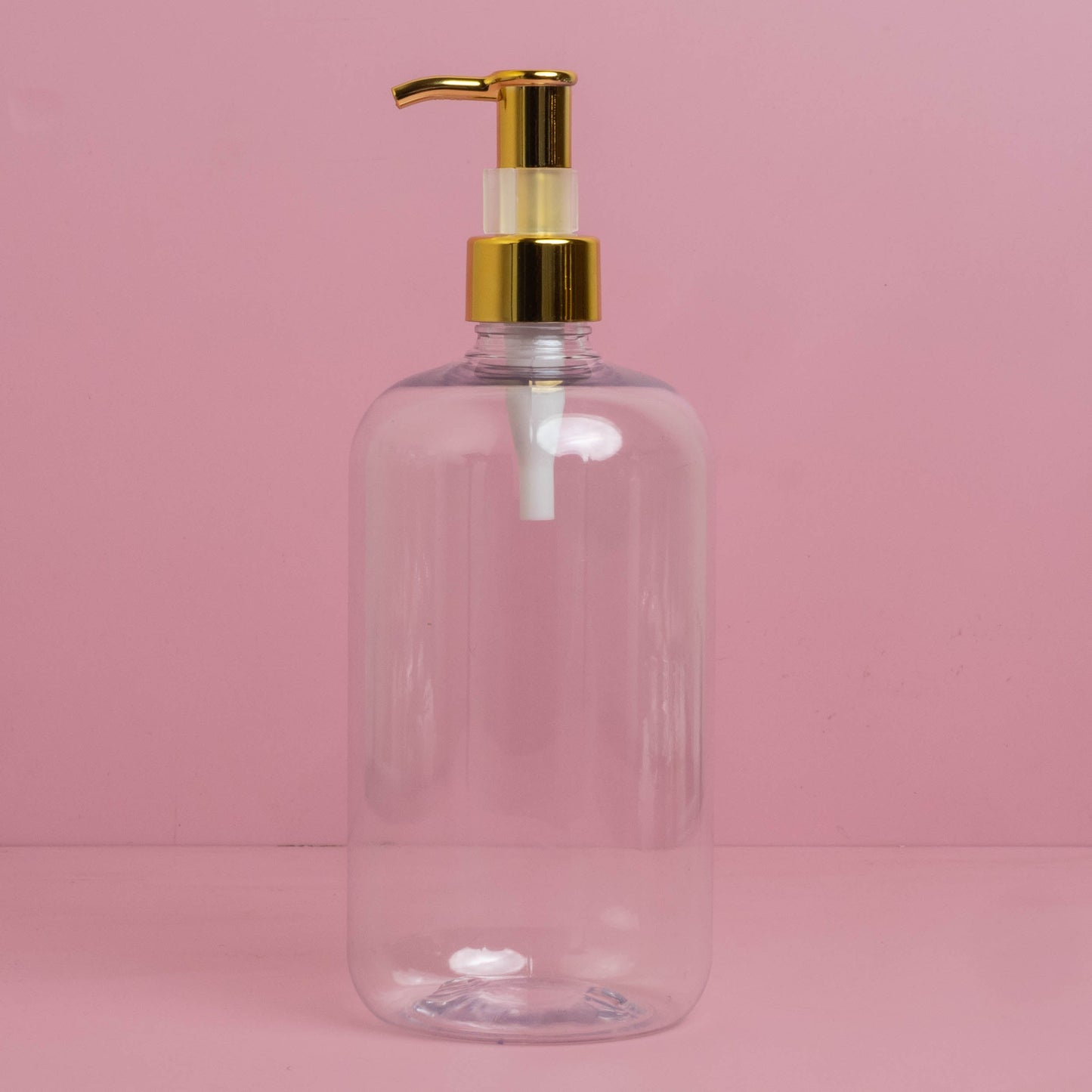 500Ml Short Pet Bottle With All Gold Lotion Pump