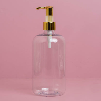 500Ml Short Pet Bottle With All Gold Lotion Pump