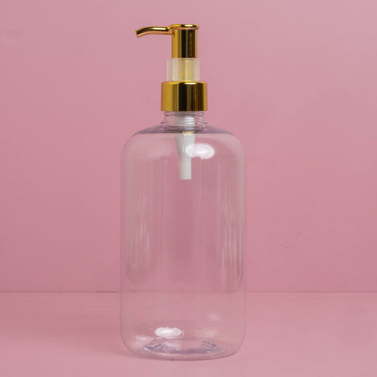 500Ml Short Pet Bottle With All Gold Lotion Pump
