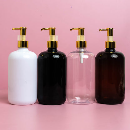 500Ml Short Pet Bottle With All Gold Lotion Pump