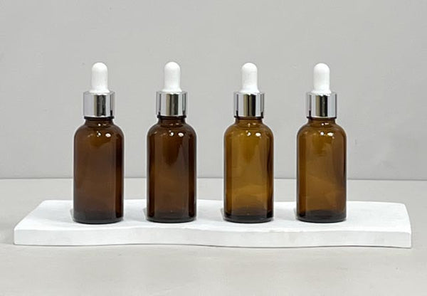 30Ml Glass Bottle With Silver White Dropper