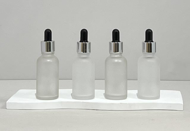 30Ml Glass Bottle With Silver Black Dropper