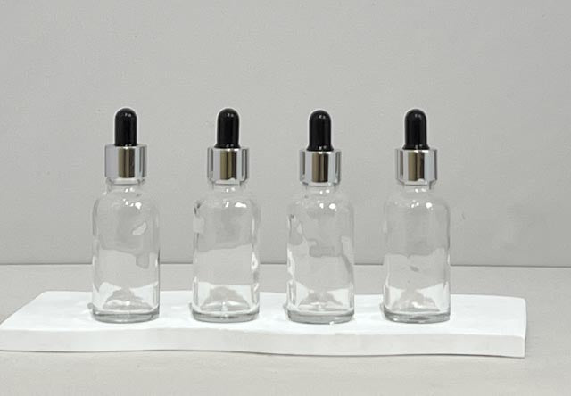 30Ml Glass Bottle With Silver Black Dropper