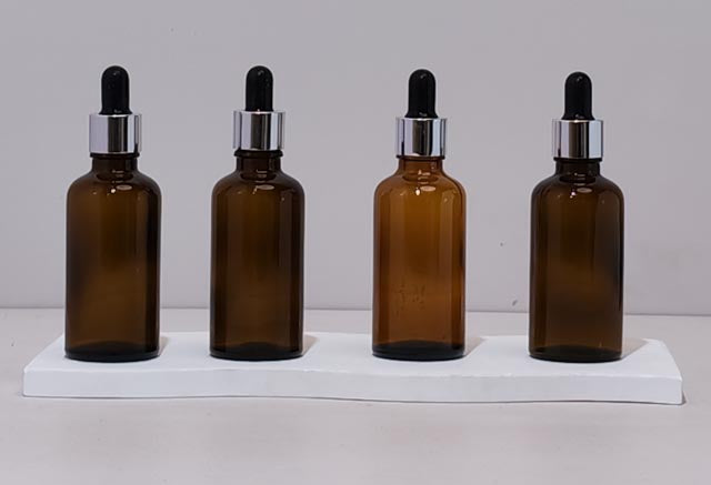 50Ml Glass Bottle With Silver Black Dropper (Round)