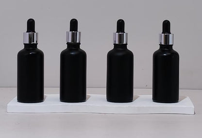 50Ml Glass Bottle With Silver Black Dropper (Round)