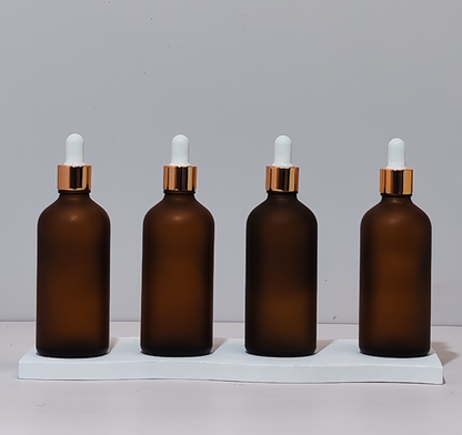 100Ml Glass Bottle With Gold White Dropper (Round)