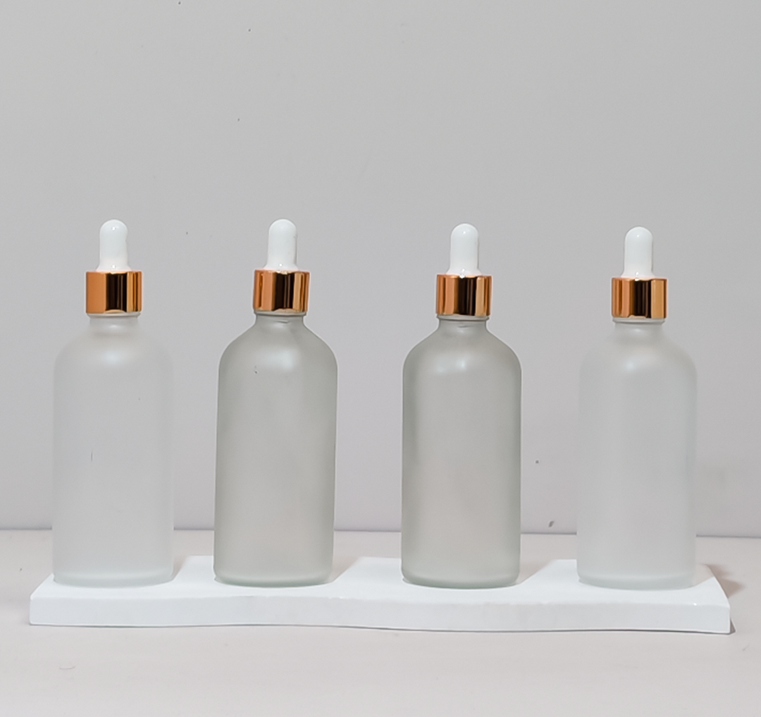 100Ml Glass Bottle With Gold White Dropper (Round)