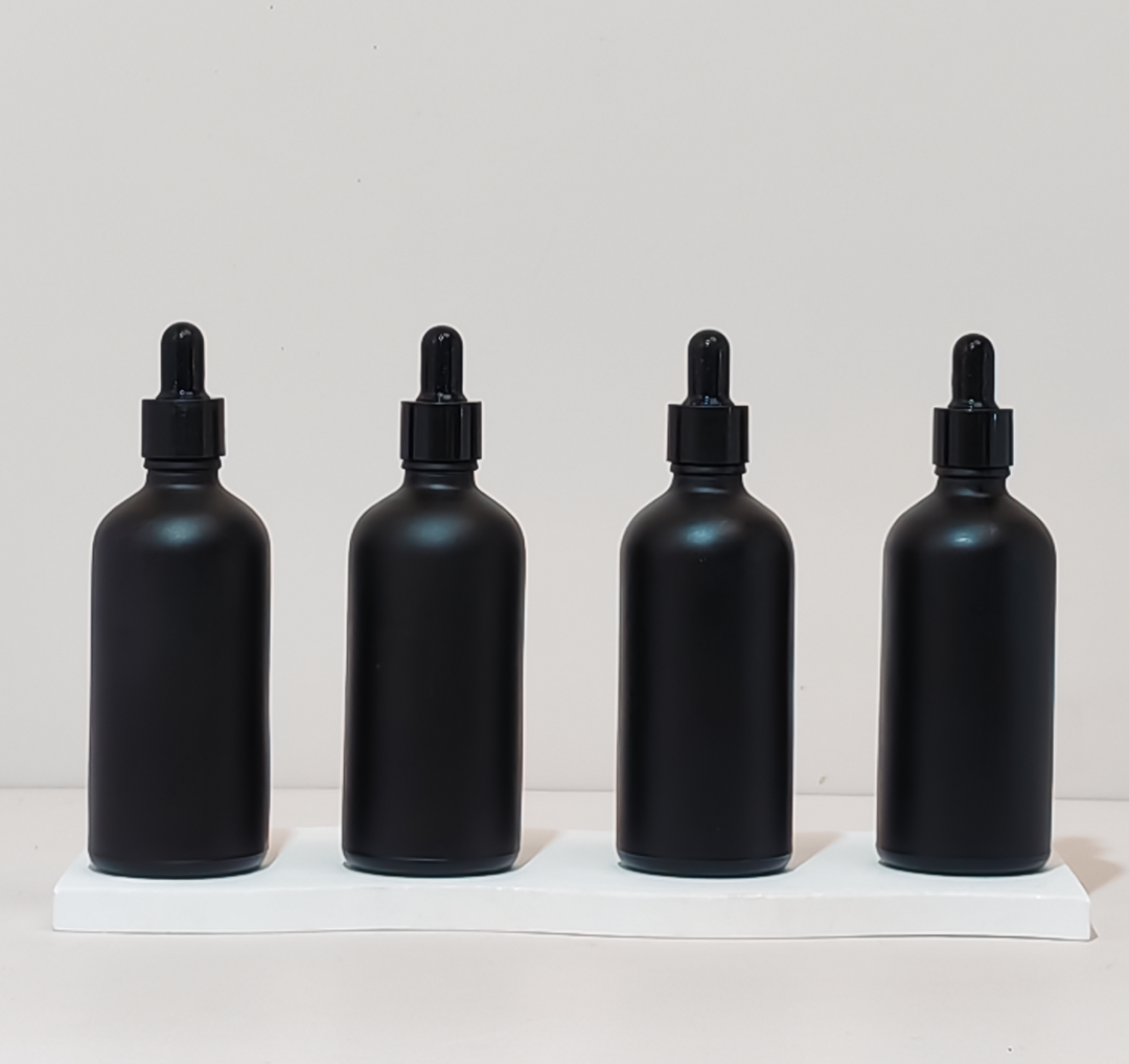 100Ml Glass Bottle With Black Smooth Dropper (Round)
