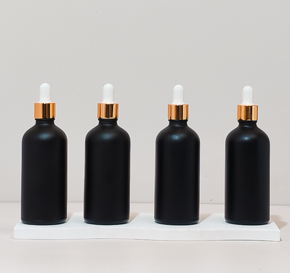 100Ml Glass Bottle With Gold White Dropper (Round)
