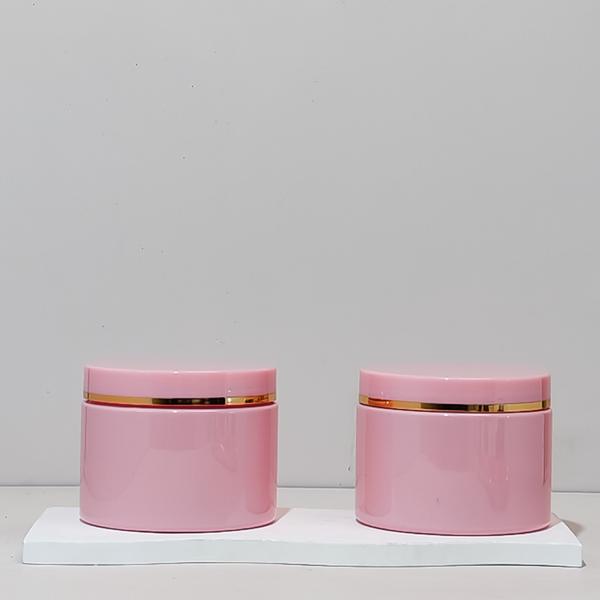 300g Pink Pet Jar with Pink Lid + Gold Strip