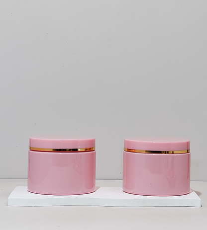 300g Pink Pet Jar with Pink Lid + Gold Strip