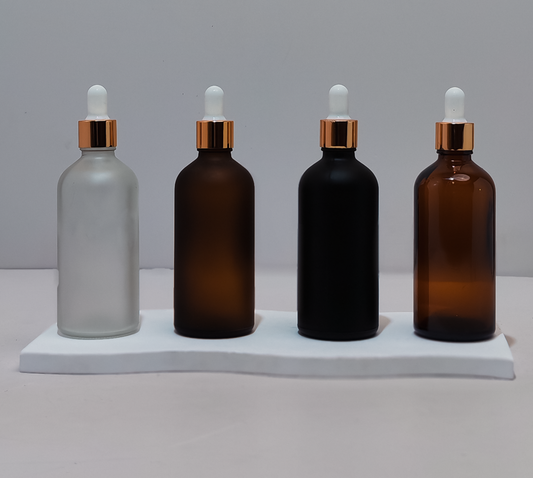100Ml Glass Bottle With Gold White Dropper (Round)