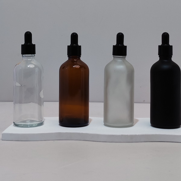100Ml Glass Bottle With Black Smooth Dropper (Round)