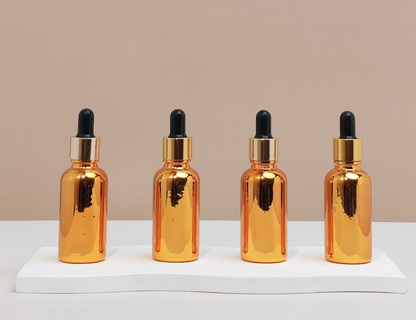 30Ml Glass Bottle With Gold Black Dropper (Round)