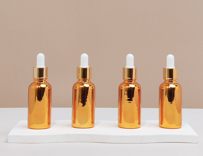 30Ml Glass Bottle With Gold White Dropper (Round)