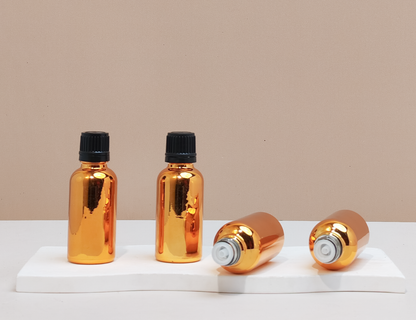 30Ml Glass Bottle With Black Smooth Tamper Proof Cap + Insert (Round)