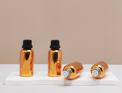 30Ml Glass Bottle With Black Tamper Proof Cap + Insert (Round)