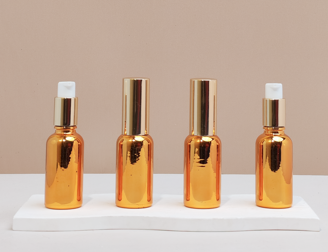 30ml Glass Bottle with Gold Treatment Pump