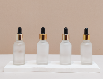 30Ml Glass Bottle With Gold Black Dropper (Round)