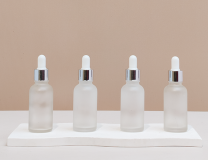30Ml Glass Bottle With Silver White Dropper (Round)