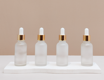30Ml Glass Bottle With Gold White Dropper (Round)