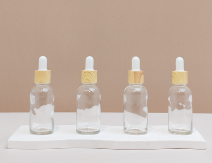 30ml Glass Bottle with Bamboo White