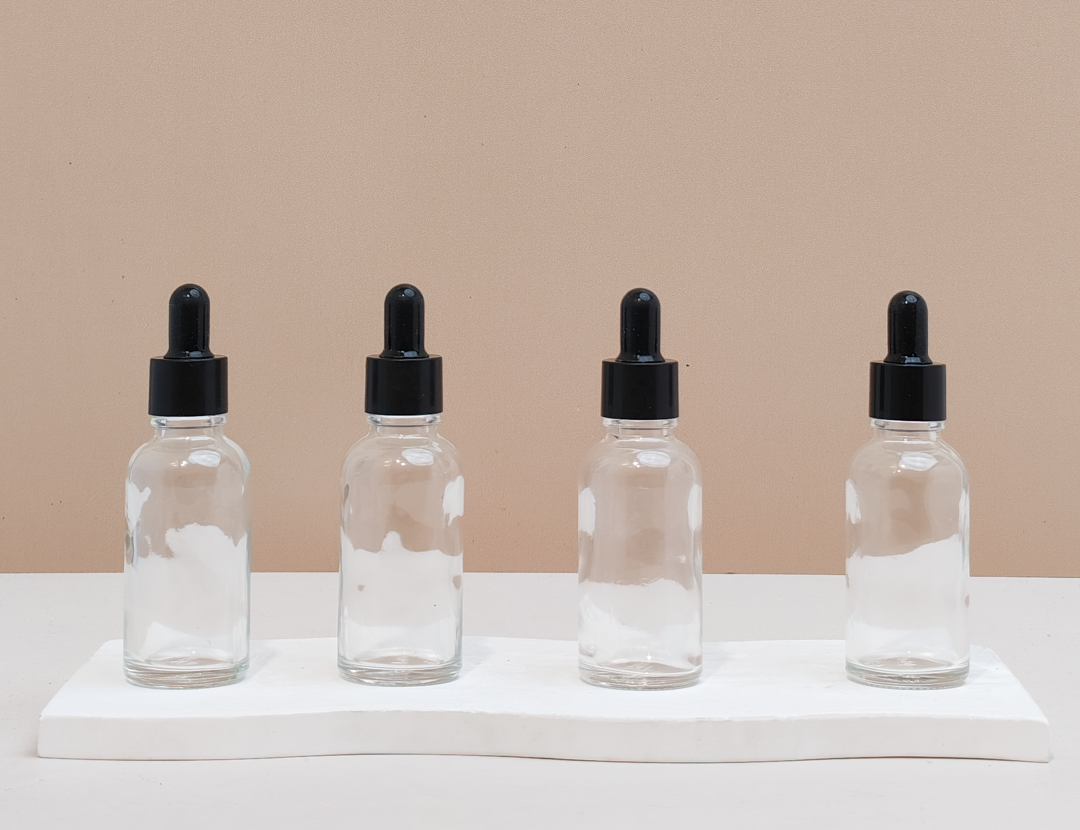 30Ml Glass Bottle With Black Smooth Dropper (Round)