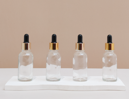 30Ml Glass Bottle With Gold Black Dropper (Round)