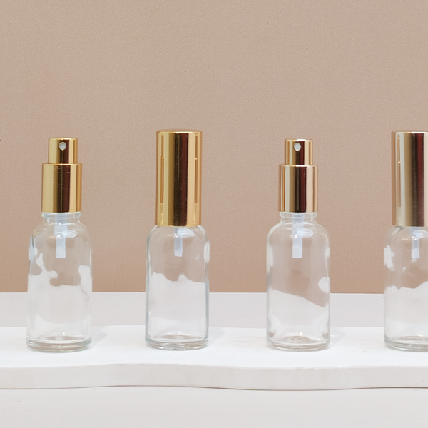 30Ml Glass Bottle With Gold Mist Sprayer (Round)