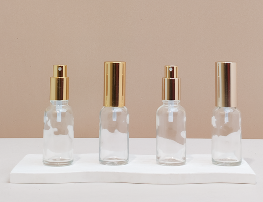 30Ml Glass Bottle With Gold Mist Sprayer (Round)