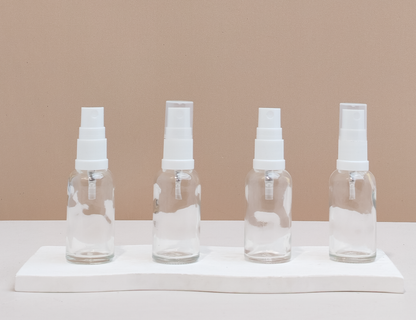 30Ml Glass Bottle With White Mist Sprayer (Round)