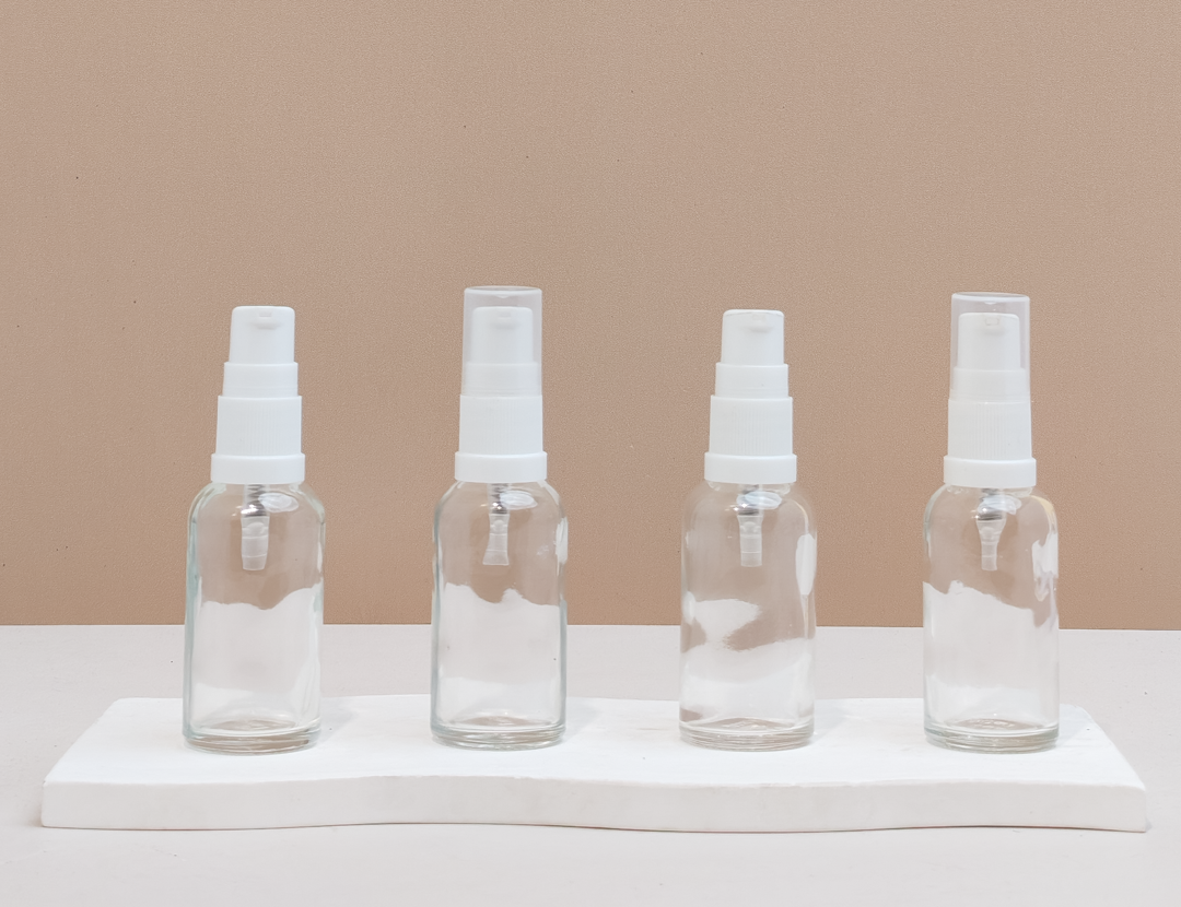 30Ml Glass Bottle With White Treatment Pump (Round)