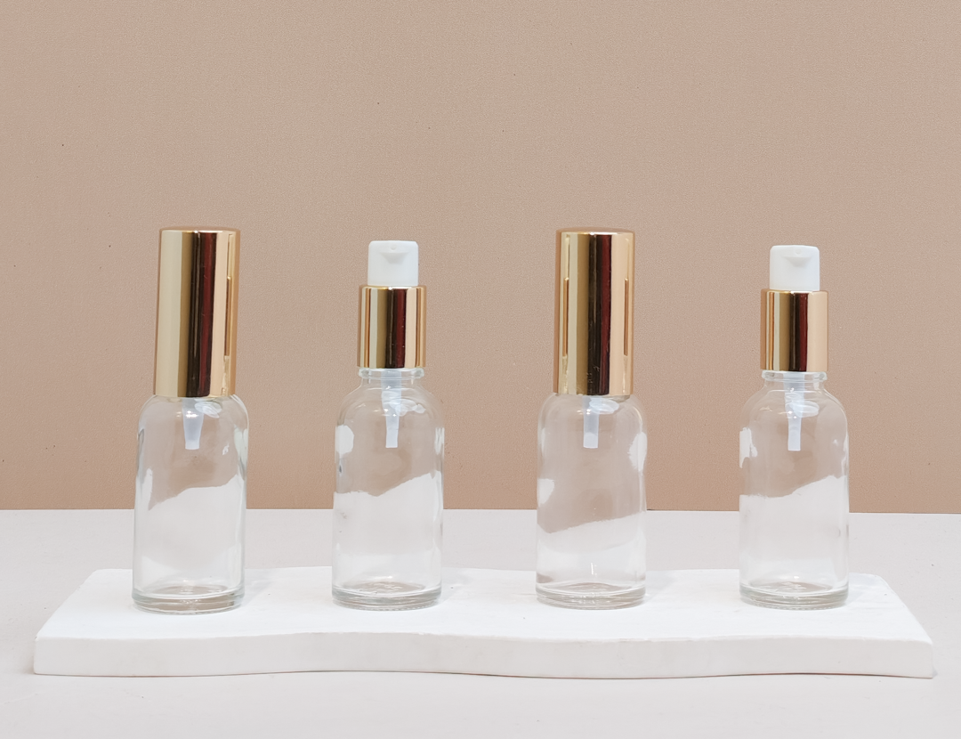 30ml Glass Bottle with Gold Treatment Pump