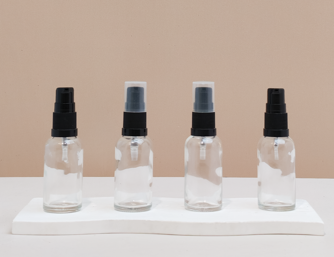 30Ml Glass Bottle With Black Treatment Pump (Round)