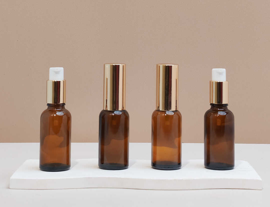 30ml Glass Bottle with Gold Treatment Pump