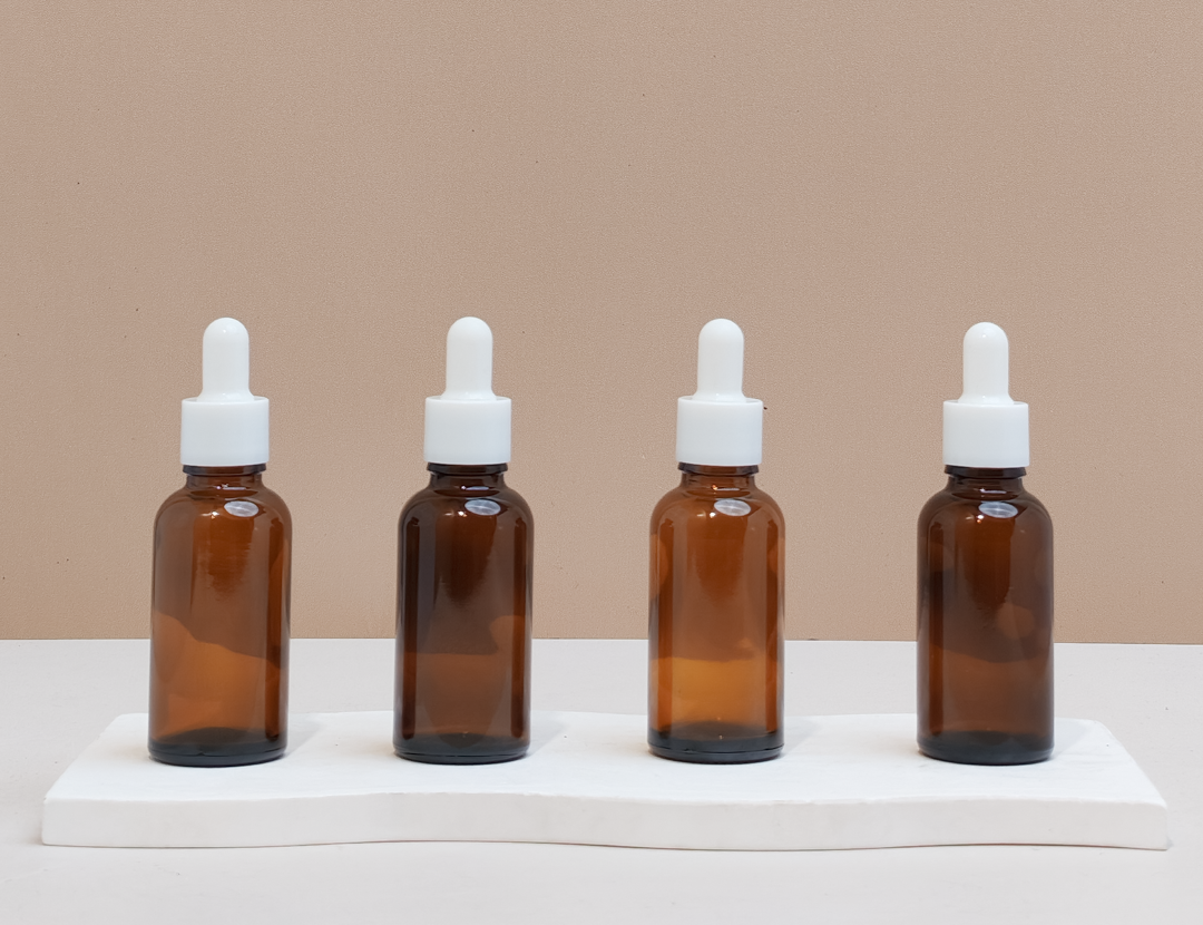 30Ml Glass Bottle With Plain White Dropper (Round)