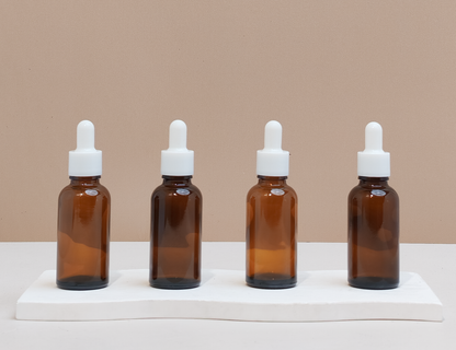 30Ml Glass Bottle With Plain White Dropper (Round)