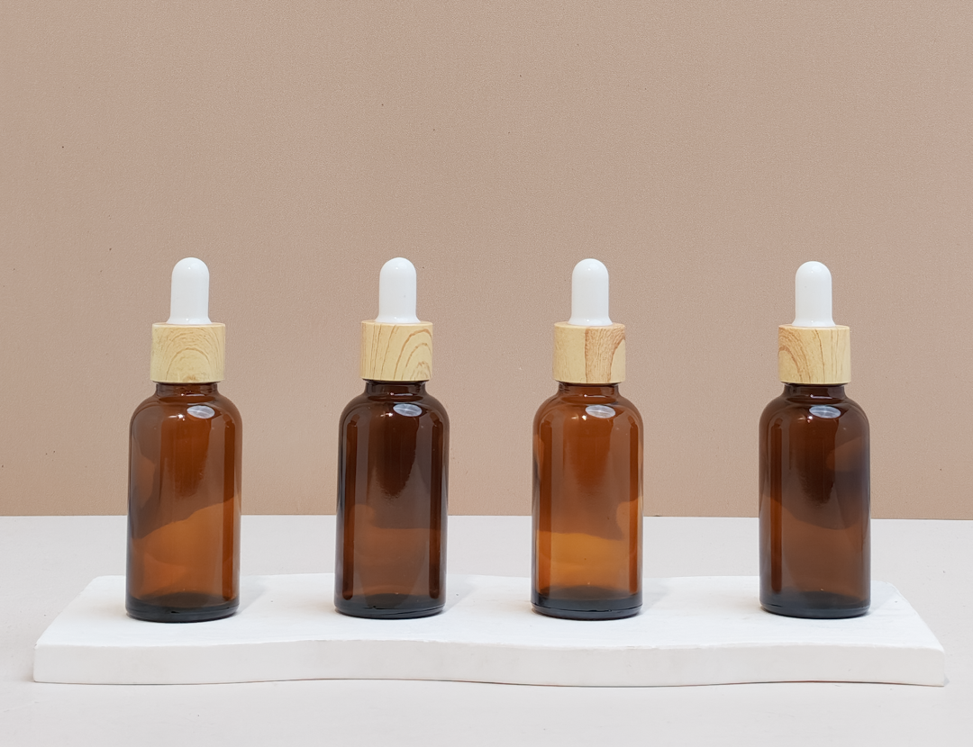 30ml Glass Bottle with Bamboo White