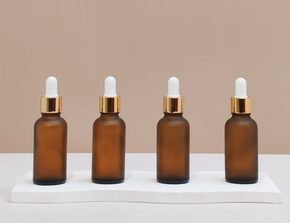 30Ml Glass Bottle With Gold White Dropper (Round)